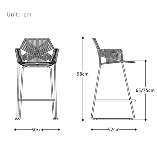 Sgabello da Bar Ferro battuto Casa Minimalista Sedia da Pranzo Vimini Rattan Nordico con Schienale Sgabello Alto Restauran...