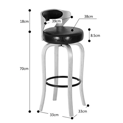 WRRAC-Sedia Set di 2 Pezzi Sgabelli da Bar Legno massello Pelle Sintetica Sedie Sgabello Pranzo Colazione con Schienale Po...