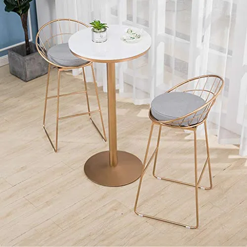 WRRAC-Sedia Set di 3 sgabelli da Tavolo, Sgabelli da Bar Moderni per la Colazione Seggioloni Gambe Metallo Dorato Poggiapi...