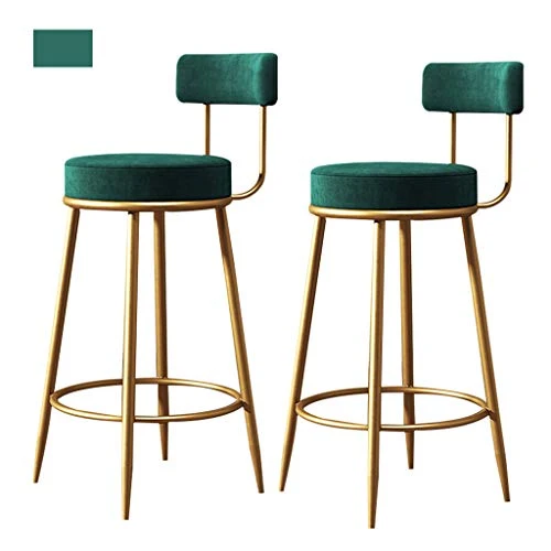 WRRAC-Sedia Sgabelli da Bar con Schienale Alto Sgabelli da Bar Set di 2 sedie da Bar Tessuto Velluto per Cucina Bistro Caf...