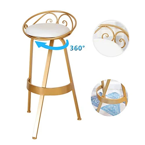 WRRAC-Sedia Sgabello da Bar Sgabello da Pub Girevole 360 ° con Seduta Imbottita Pelle Gambe Metallo per la Cucina Colazion...