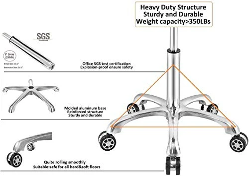 Wxnnx Sgabello Medico Dentale Sedia Dentista con bracciolo Girevole 360 Gradi Sedia Assistente Pelle PU Regolabile Altezza...