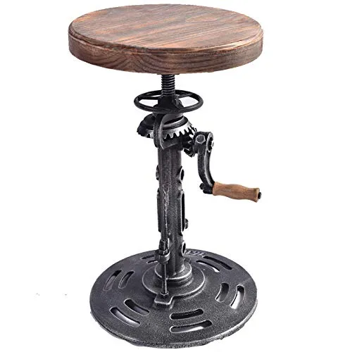 WYB Sgabello da Bar Stile Industriale Sgabello Regolabile Barre Rotante Regolabile Sgabello Naturale Pino Naturale Cucina...