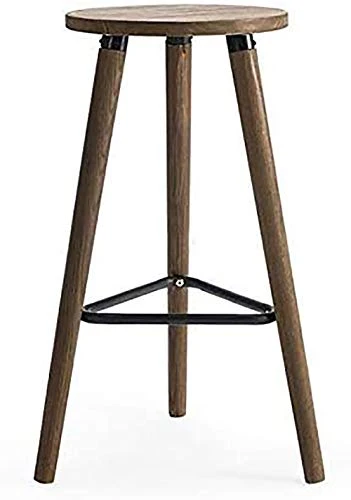 Wzqwzj Alti Legno Sgabelli con poggiapiedi Metallo, casa di Legno Solido Bar Stool, Sedia da Pranzo, per la Cucina, Sala d...