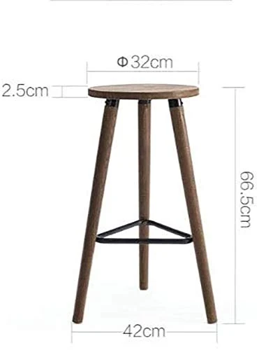 Wzqwzj Alti Legno Sgabelli con poggiapiedi Metallo, casa di Legno Solido Bar Stool, Sedia da Pranzo, per la Cucina, Sala d...