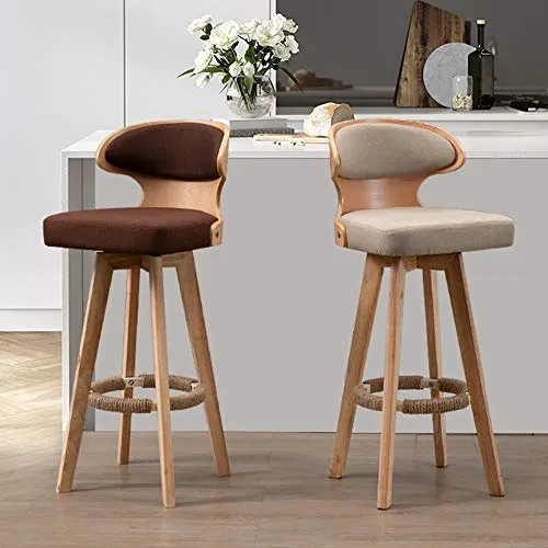 Wzqwzj Colazione Bar Sedia con Schienale, Nordic Legno Solido Alto Sgabello, per la Cucina contatore Bar Restaurant Cafe T...