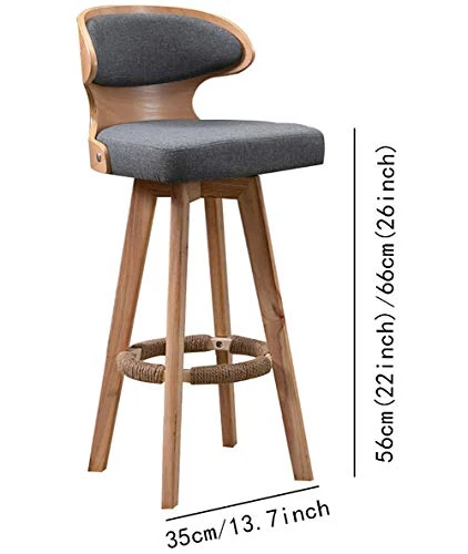 Wzqwzj Colazione Bar Sedia con Schienale, Nordic Legno Solido Alto Sgabello, per la Cucina contatore Bar Restaurant Cafe T...