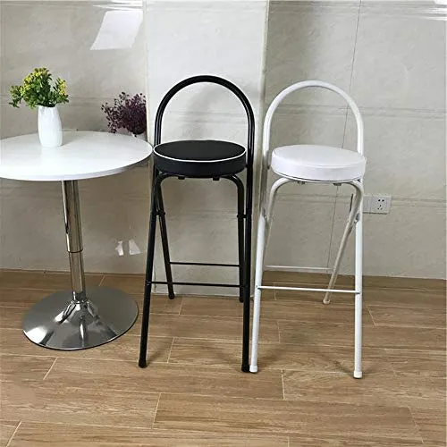 WZYX Sedia Pieghevole da Bar con Schienale da 60 Cm Sgabelli Alto da Bar Rotondo Sedie Sgabello con Tappetino Antiscivolo,...