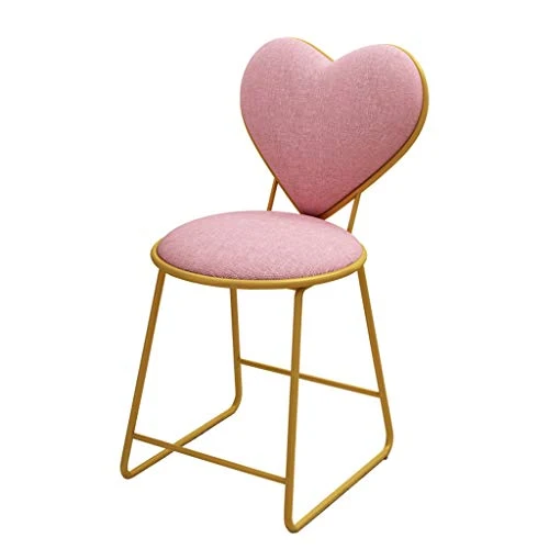 XZGang Chair Dressing, forma di cuore di ferro staffa sedia rosa Lino sedia schienale sedia dessert Negozio Sedia, 38 * 47...