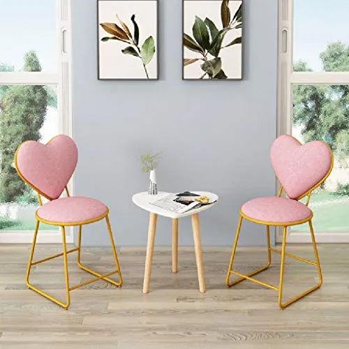 XZGang Chair Dressing, forma di cuore di ferro staffa sedia rosa Lino sedia schienale sedia dessert Negozio Sedia, 38 * 47...