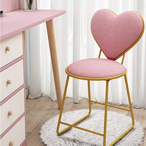 XZGang Chair Dressing, forma di cuore di ferro staffa sedia rosa Lino sedia schienale sedia dessert Negozio Sedia, 38 * 47...