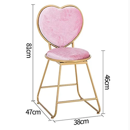 XZGang Chair Dressing, forma di cuore di ferro staffa sedia rosa Lino sedia schienale sedia dessert Negozio Sedia, 38 * 47...