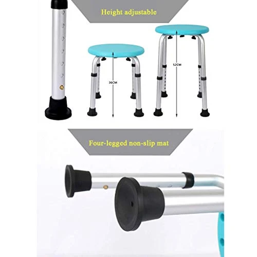 XD Sgabello da Bagno Blu Bagno Sedia da Bagno Sgabello da Bagno Regolabile Altezza con Grande Pad Antiscivolo Lega di Allu...