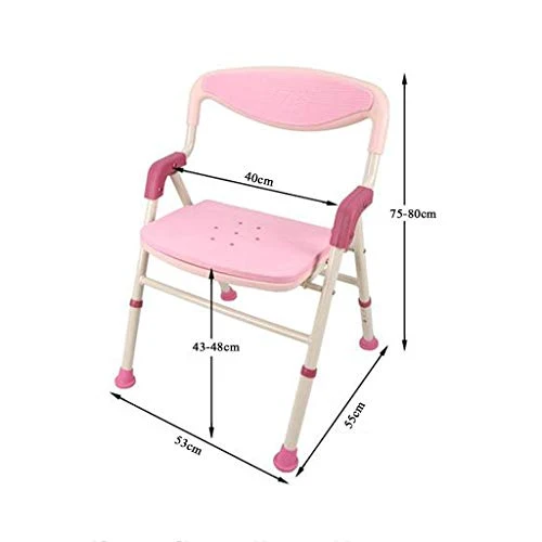 XD Sgabello da Bagno Senior Bathing Chair Pieghevole Bagno Doccia con Schienale e corrimano Sgabello Sgabello per disabili...