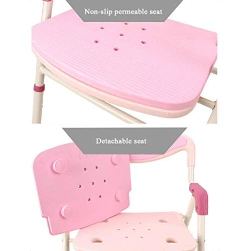 XD Sgabello da Bagno Senior Bathing Chair Pieghevole Bagno Doccia con Schienale e corrimano Sgabello Sgabello per disabili...
