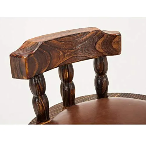 Sgabello Da Bar Legno Massello Sedia Da Bar Girevole Retrò, Con Sedile Rotondo E Schienale Basso, Per Colazione, Pranzo, B...