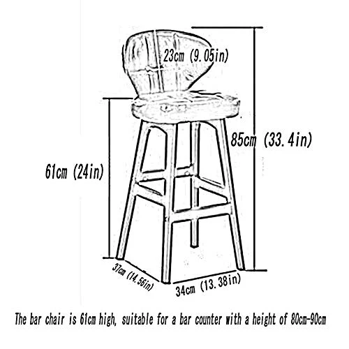 XEWNEGTZI Sgabelli da Bar Legno Massello, Sgabello Alto Moderno E Semplice, con Sedile PU E Sedia con Schienale per La Cas...