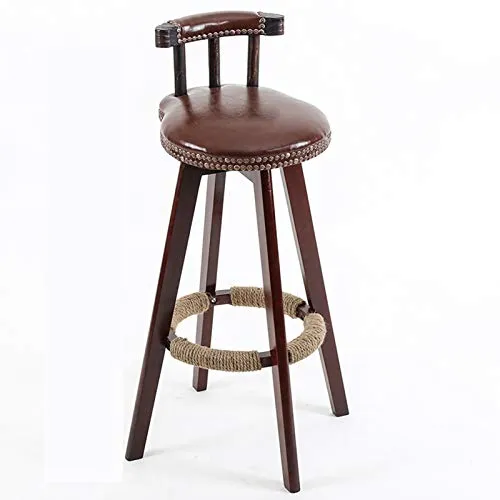 XEWNEGTZI Sgabello da Bar Rotante Sedie da Bar con Schienale Basso, Gambe Legno Massello E Cuscino PU, Sgabelli Alti per C...