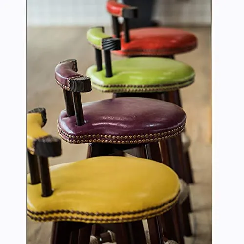 XEWNEGTZI Sgabello da Bar Rotante Sedie da Bar con Schienale Basso, Gambe Legno Massello E Cuscino PU, Sgabelli Alti per C...