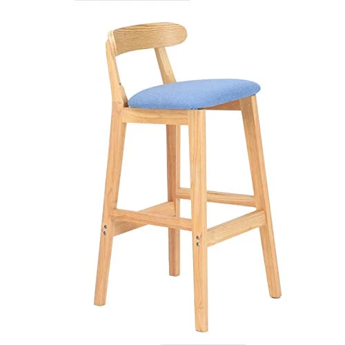 XEWNEGTZI Sgabello da Bar, Sedia da Bar Legno, con Tessuto di Lino E Schienale, per Ristoranti Bar Cucine Sgabello Alto da...
