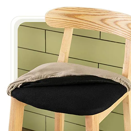 XEWNEGTZI Sgabello da Bar, Sedia da Bar Legno, con Tessuto di Lino E Schienale, per Ristoranti Bar Cucine Sgabello Alto da...