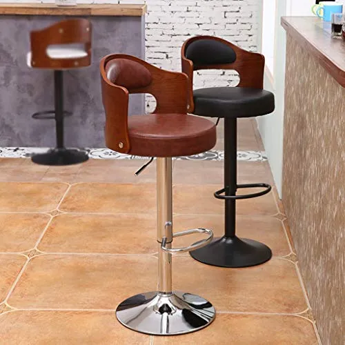 Xiaoli Legno Pelle 2Pcs Bar Chair Bar Sgabelli sedie di Metallo Regolabile Altezza sedie Sdraio Home Office Chair Cucina (...