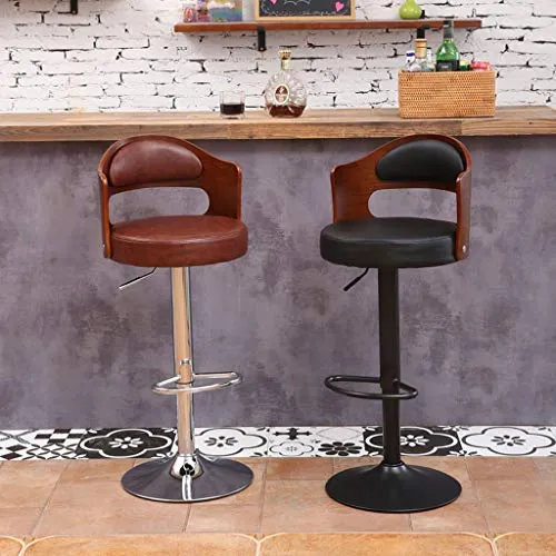 Xiaoli Legno Pelle 2Pcs Bar Chair Bar Sgabelli sedie di Metallo Regolabile Altezza sedie Sdraio Home Office Chair Cucina (...