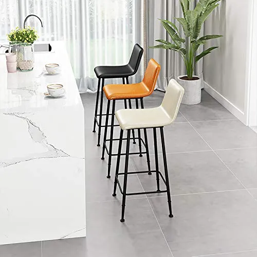 XIAOQIAO Sgabello da Bar Ferro, Sedia da Patio, sgabelli da banco, con Schienale Basso ergonomico e Comodo Cuscino, Stabil...