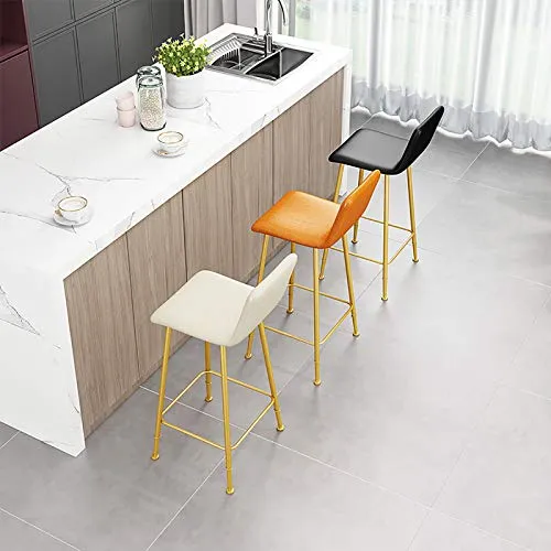 XIAOQIAO Sgabello da Bar Ferro, Sedia da Patio, sgabelli da banco, con Schienale Basso ergonomico e Comodo Cuscino, Stabil...