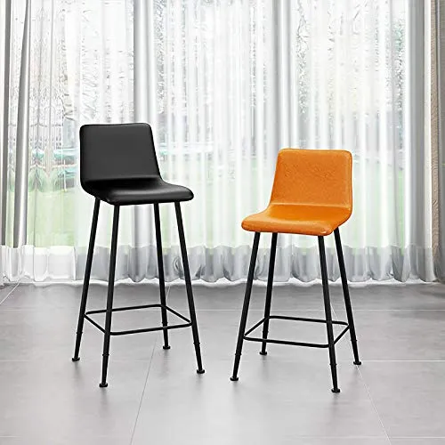XIAOQIAO Sgabello da Bar Ferro, Sedia da Patio, sgabelli da banco, con Schienale Basso ergonomico e Comodo Cuscino, Stabil...