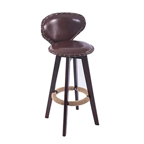 XIN CHANG LWH Sedia da Bar Rotante, Sedia da Reception Legno Cuscino Pelle Cerata ad Olio ad Alto Sgabello Adatto per rist...