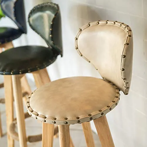 XIN CHANG LWH Sedia da Bar Rotante, Sedia da Reception Legno Cuscino Pelle Cerata ad Olio ad Alto Sgabello Adatto per rist...