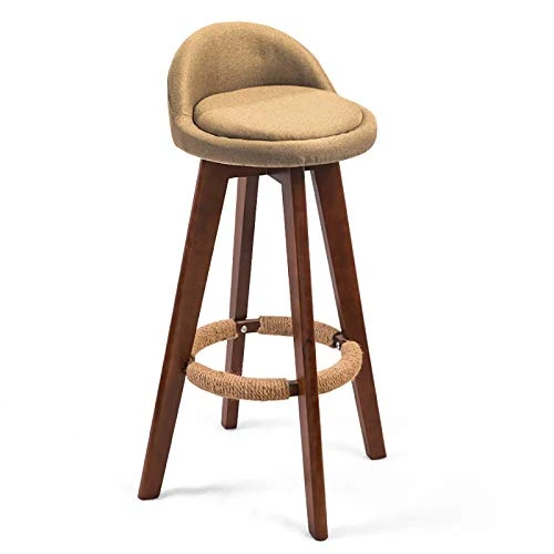 Sgabelli da bar, sedia per uso domestico legno massello, con schienale, poggiapiedi legno e comodo sedile imbottito, sgabe...