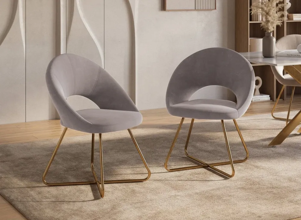 Set di 2 sedie di design velluto beige PETRA XS
