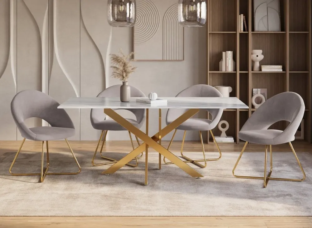 Set di 2 sedie di design velluto beige PETRA XS