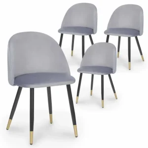 Set di 4 sedie di design velluto grigio LYDIA XS