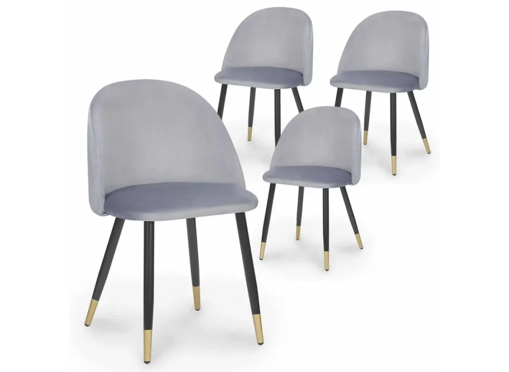 Set di 4 sedie di design velluto grigio LYDIA XS