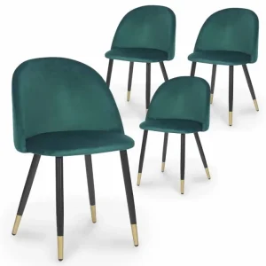 Set di 4 sedie di design velluto verde LYDIA XS