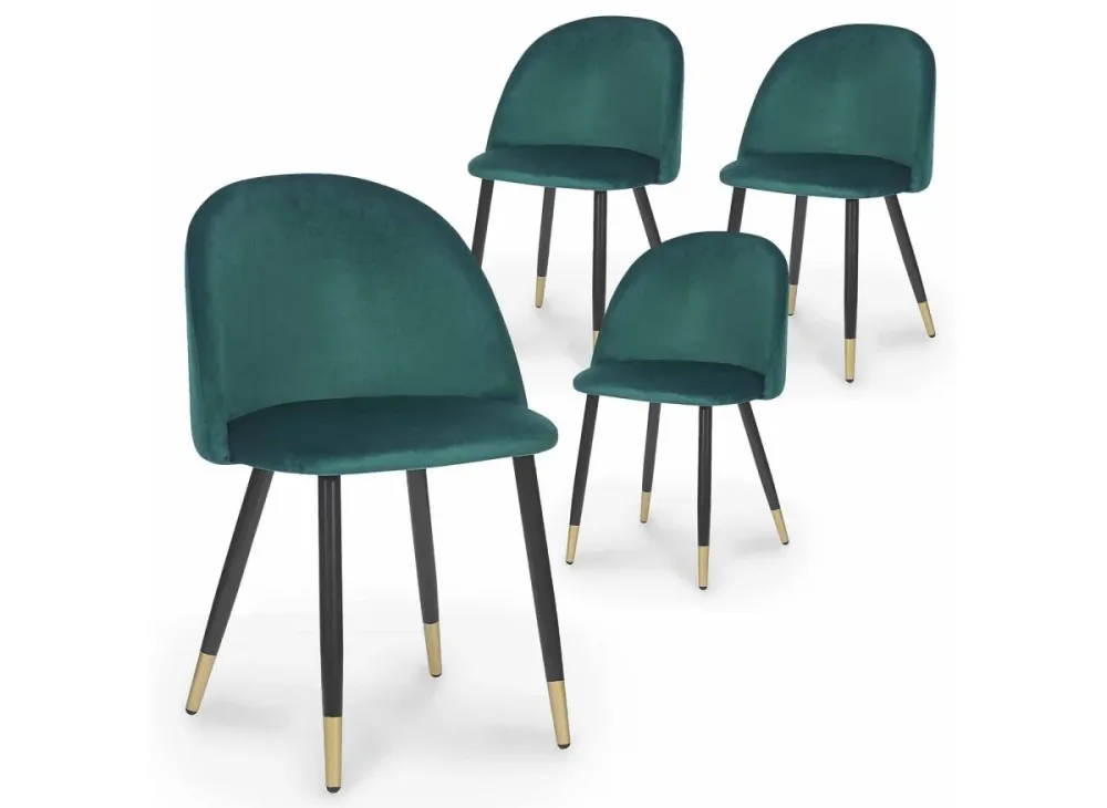 Set di 4 sedie di design velluto verde LYDIA XS