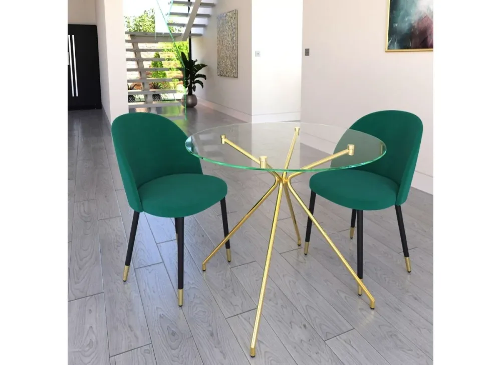 Set di 4 sedie di design velluto verde LYDIA XS