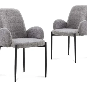 Set di 2 sedie effetto pelle di pecora grigia KAMILIA XS