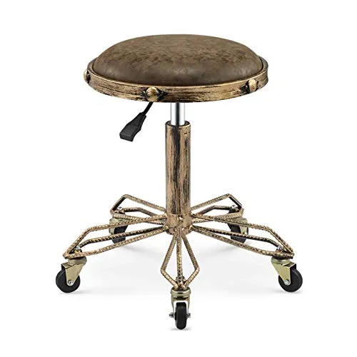 XSN Accessories Sgabello da Lavoro con Ruote Sedie da Bar Cromato Regolabile Girevole Sgabello di Bellezza Sgabello da Lav...