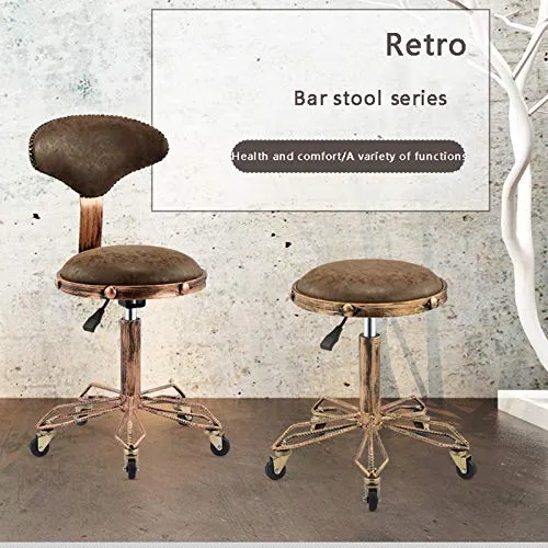 XSN Accessories Sgabello da Lavoro con Ruote Sedie da Bar Cromato Regolabile Girevole Sgabello di Bellezza Sgabello da Lav...