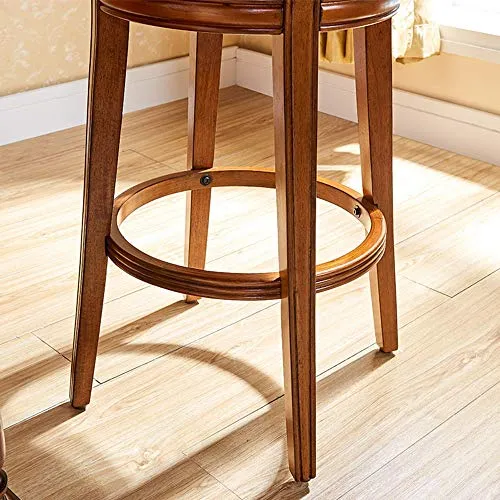 Seggiolone da bar Girevole da 360 gradi contatore altezza della barra di cuoio di legno Sgabello ciliegio e legno bar Kitc...