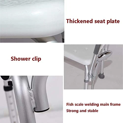 Sgabello da bagno domestico per anziani,Sedile da bagno regolabile altezza con braccioli,Sedia da doccia antiscivolo con s...