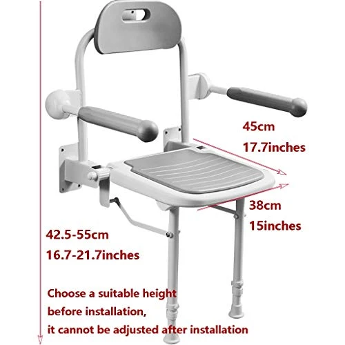 YHRJ Sedile da Bagno Parete per Anziani,Sgabello da Bagno Antiscivolo per la casa,Sedia da Doccia di Sicurezza con braccio...