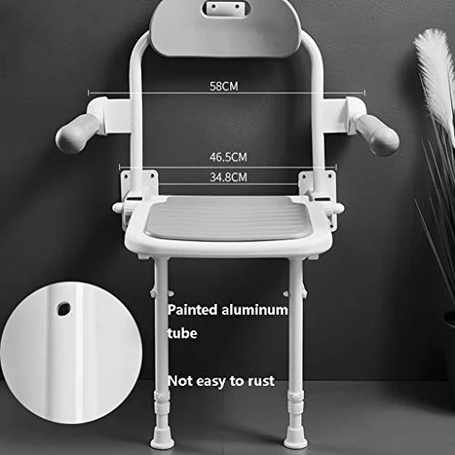 YHRJ Sedile da Bagno Parete per Anziani,Sgabello da Bagno Antiscivolo per la casa,Sedia da Doccia di Sicurezza con braccio...