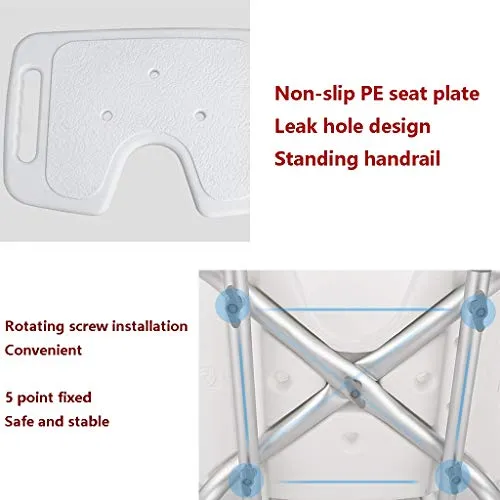 YHRJ Sgabello da Bagno Antiscivolo per Anziani,Sgabello per Doccia da Bagno Alluminio,Panche Doccia Regolabili Altezza per...