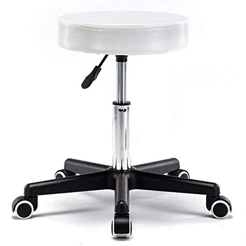 Yogafa Sgabello Girevole da Bar, con Ruote, Pelle di Cera D'olio, Puleggia Universale con Rivestimento Morbido,Bianca,
