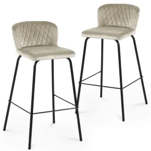 Set di 2 sgabelli da bar di design velluto beige BOSCO YS